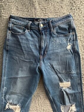 Hollister Blue Distressed Floral-Print Jeans